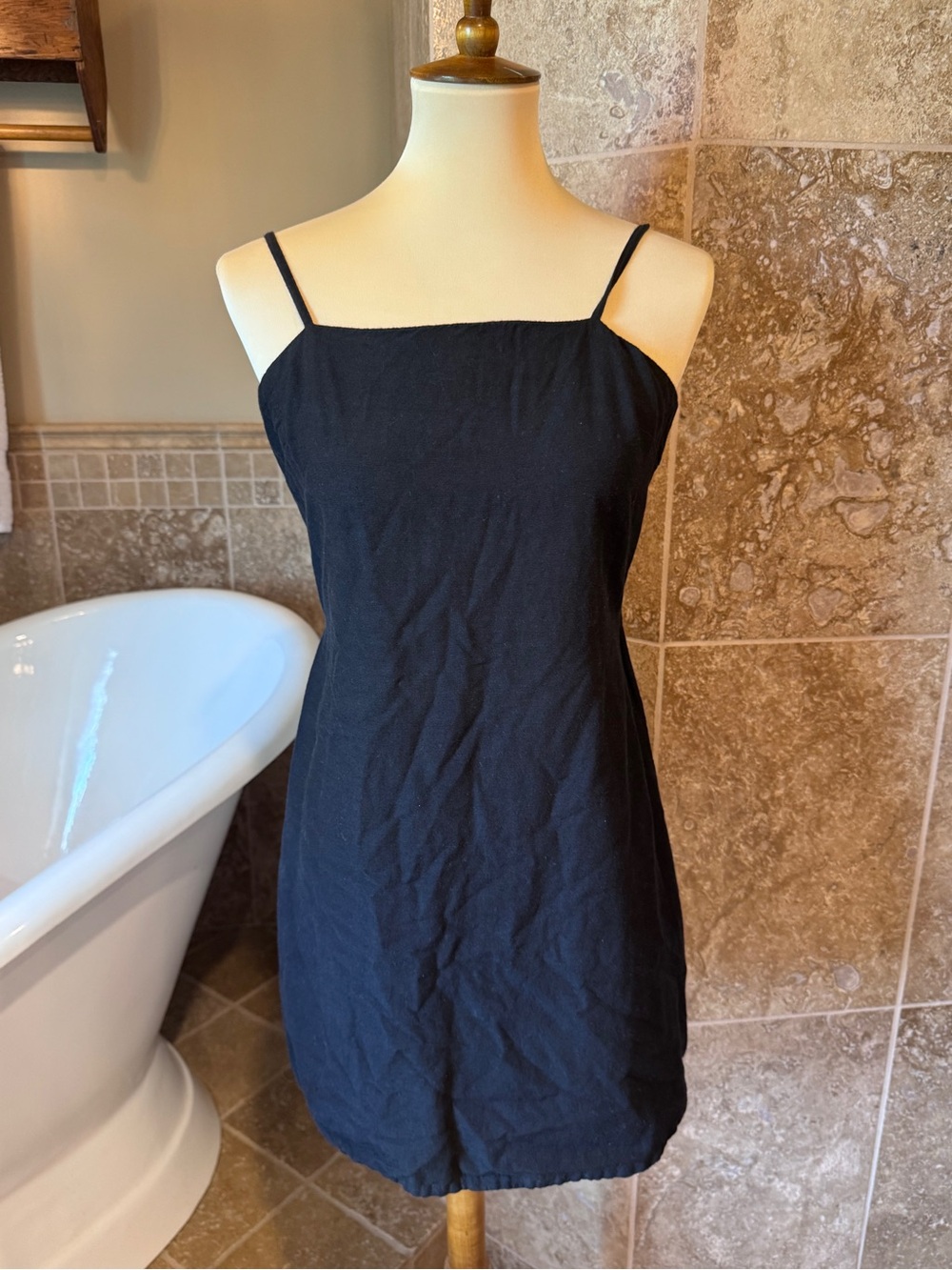 Japna Black Mini Dress with Adjustable Straps medium
